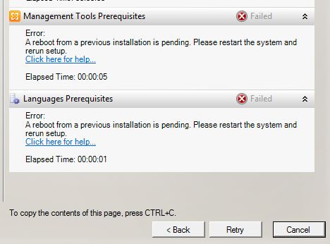windows installation reboot message